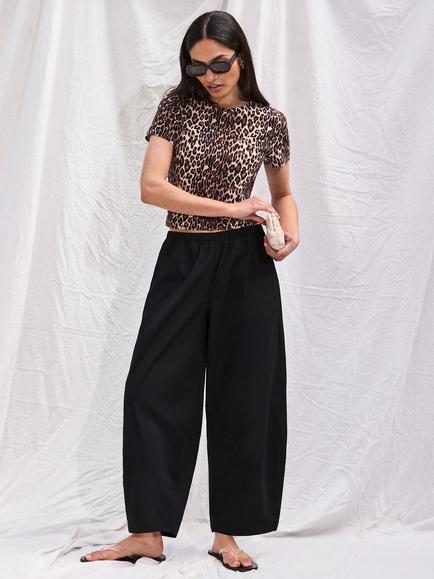 Ro&Zo Cotton Barrel Trousers, Black, Black