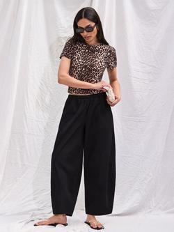Ro&Zo Petite Barrel Trousers, Black, Black