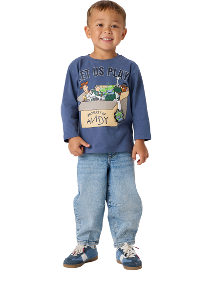 NAME IT Kids' Cotton Blend Long Sleeve Toy Story Top, Vintage Indigo - view 2, Vintage Indigo