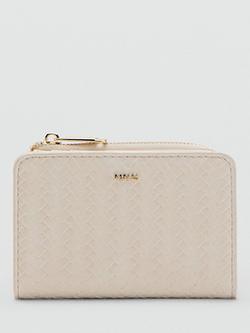 Mango Braided Texture Zip Compact Wallet, Off White, Off White