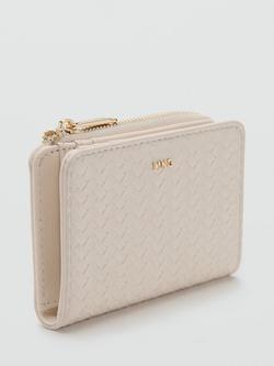Mango Braided Texture Zip Compact Wallet, Off White - view 2, Off White