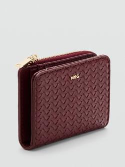 Mango Braided Texture Zip Compact Wallet - view 2, Bordeaux