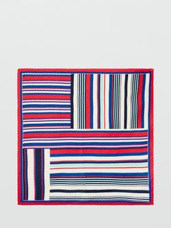 Mango Stripe Print Pleated Scarf, Red, Red