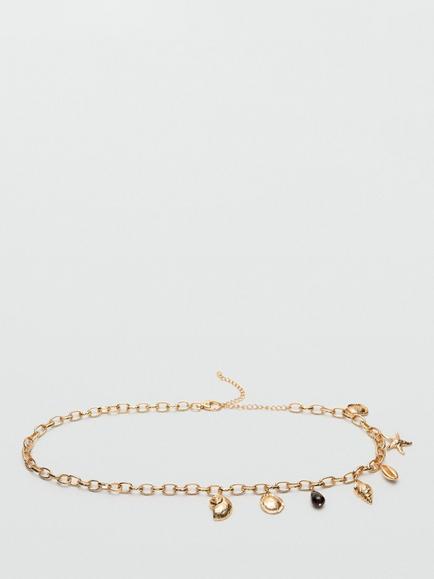 Mango Cinturon Charm Chain Belt, Gold, Gold