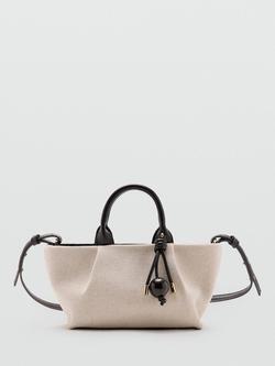 Mango Mini Structured Tote Bag, Beige/Black, Beige/Black