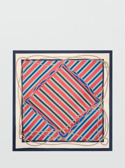 Mango Stripe Print Scarf, Red, Red