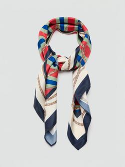 Mango Stripe Print Scarf, Red - view 2, Red