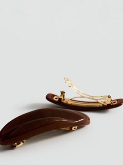 Mango Curved Hair Clip, Brown - view 2, Brown