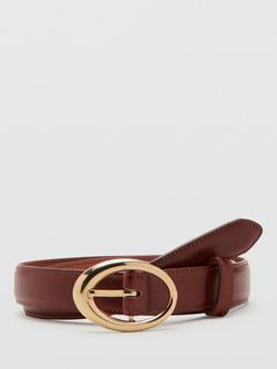 Mango Oval Buckle Belt, Brown