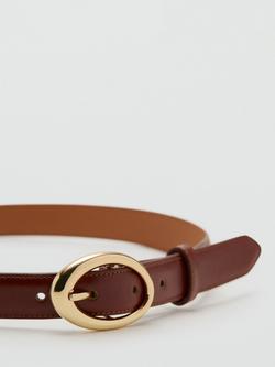 Mango Oval Buckle Belt - view 2, Brown
