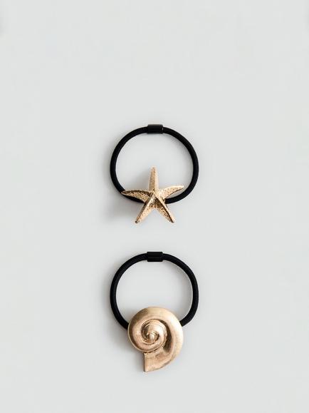 Mango Sealife Hair Band, Pack of 2, Gold, Gold
