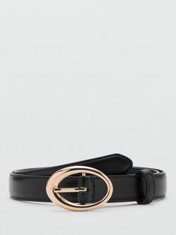 Mango Oval Buckle Belt, Black