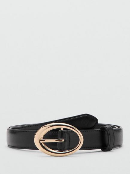 Mango Oval Buckle Belt, Black