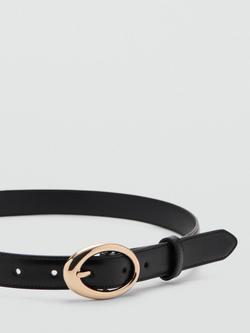 Mango Oval Buckle Belt - view 2, Black