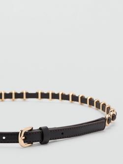 Mango Skinny Chain-Link Belt, Chocolate - view 2, Chocolate