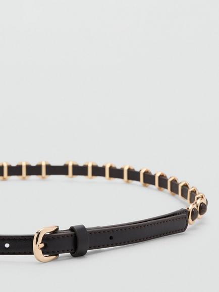 Mango Skinny Chain-Link Belt, Chocolate - view 2, Chocolate