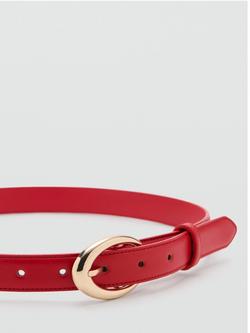Mango Cinturon Slim Oval Buckle Belt, Red - view 2, Red