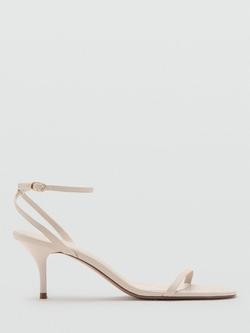 Mango Sculpted Ankle Strap Stiletto Heel Sandals, Raw