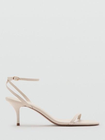 Mango Sculpted Ankle Strap Stiletto Heel Sandals, Raw