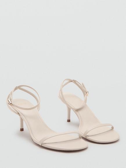 Mango Sculpted Ankle Strap Stiletto Heel Sandals - view 2, Raw