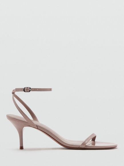 Mango Sculpted Ankle Strap Stiletto Heel Sandals, Nude