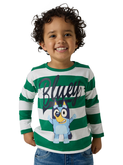 NAME IT Kids' Cotton Blend Long Sleeve Bluey Top, Verdant Green, Verdant Green