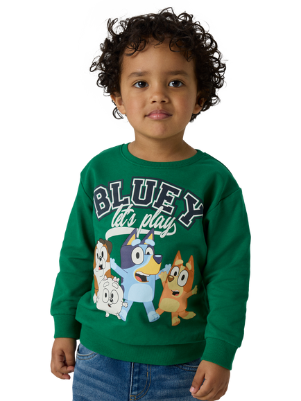 NAME IT Kids' Cotton Blend Long Sleeve Bluey Sweatshirt, Verdant Green, Verdant Green