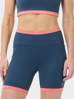 Sweaty Betty Power Colourblock 6" Biker Shorts, Indigo/Rose Pink - view 2, Indigo/Rose Pink
