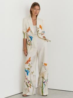 Reiss NYBG Frankie Floral Single Breasted Blazer, Ivory, Ivory