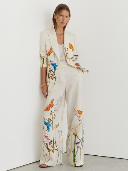 Reiss NYBG Frankie Floral Single Breasted Blazer, Ivory, Ivory