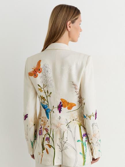Reiss NYBG Frankie Floral Single Breasted Blazer, Ivory - view 2, Ivory