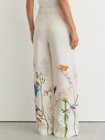 Reiss NYBG Frankie Floral Wide Leg Trousers, Ivory - view 2, Ivory