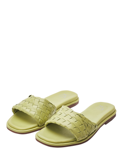 Moda in Pelle Jina Woven Leather Mules, Lime Green - view 2, Lime Green
