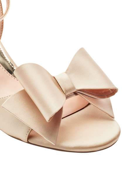 Moda in Pelle Lotty Satin Bow Detail Occasion Sandals - view 2, Gold