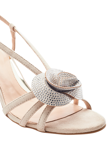 Moda in Pelle Narra Floral Embellished Strappy Sandals - view 2, Gold
