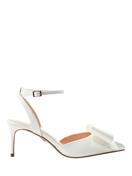 Moda in Pelle Nahara Bow Satin Heel Court Shoes, Off White, Off White