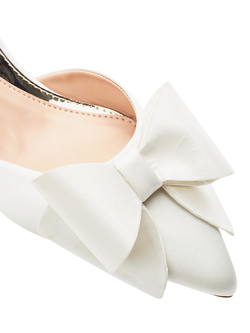 Moda in Pelle Nahara Bow Satin Heel Court Shoes, Off White - view 2, Off White