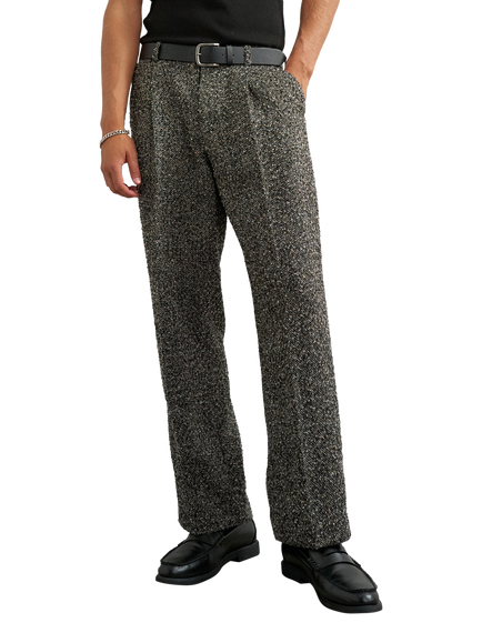 Topman Bark Textured Fleck Wide Leg Suit Trousers, Black, Black