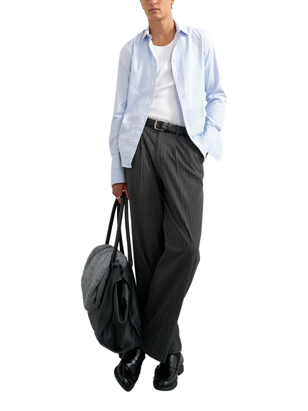 Topman Wide Leg Pinstripe Suit Trousers, Charcoal, Charcoal
