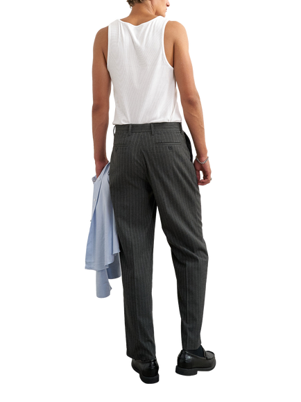 Topman Wide Leg Pinstripe Suit Trousers, Charcoal - view 2, Charcoal