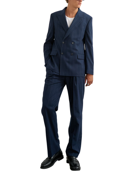 Topman Pinstripe Suit Trousers, Navy, Navy
