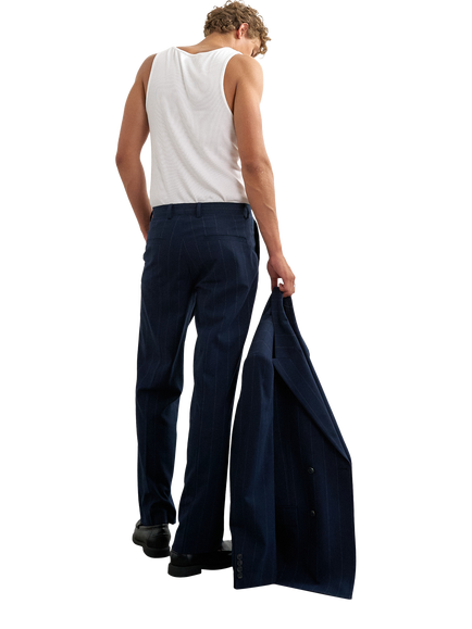 Topman Pinstripe Suit Trousers, Navy - view 2, Navy