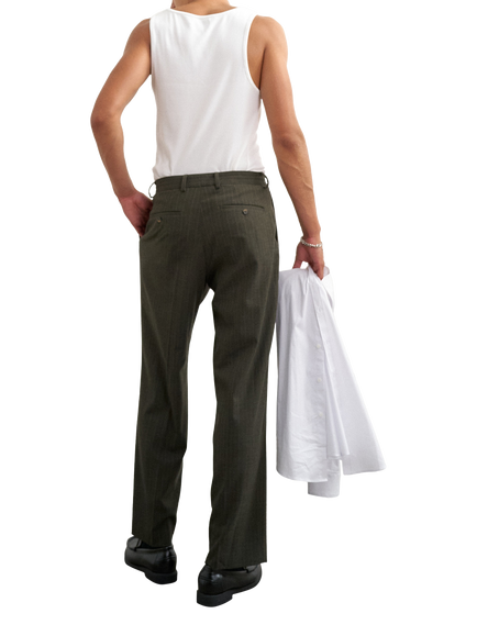 Topman Pinstripe Wide Leg Suit Trousers, Green - view 2, Green