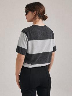 SALTS Unisex Stripe T-Shirt, Charcoal/Silver - view 2, Charcoal/Silver
