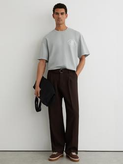 Reiss Clement Crew Neck Cotton T-Shirt, Powder Blue, Powder Blue