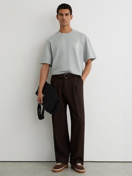 Reiss Clement Crew Neck Cotton T-Shirt, Powder Blue, Powder Blue