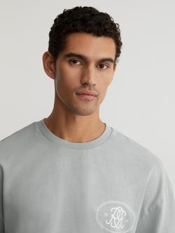 Reiss Clement Crew Neck Cotton T-Shirt, Powder Blue - view 2, Powder Blue