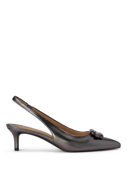 Lauren Ralph Lauren Lolah Leather Jewelled Slingback Court Shoes, Pewter, Pewter