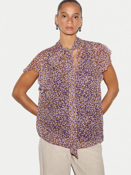 Jigsaw Ditsy Tie Detail Top, Purple, Purple