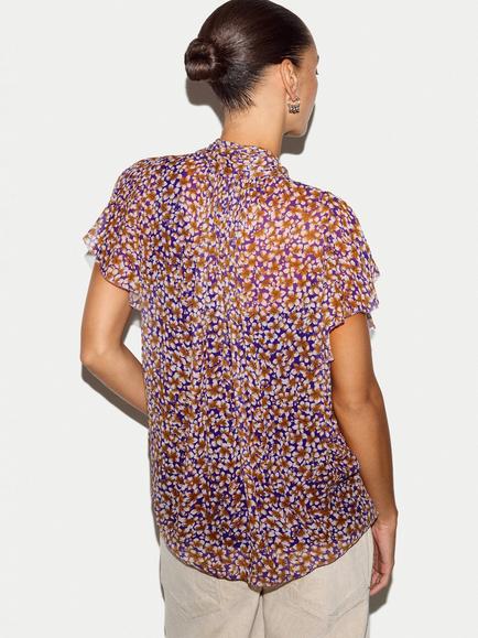 Jigsaw Ditsy Tie Detail Top, Purple - view 2, Purple